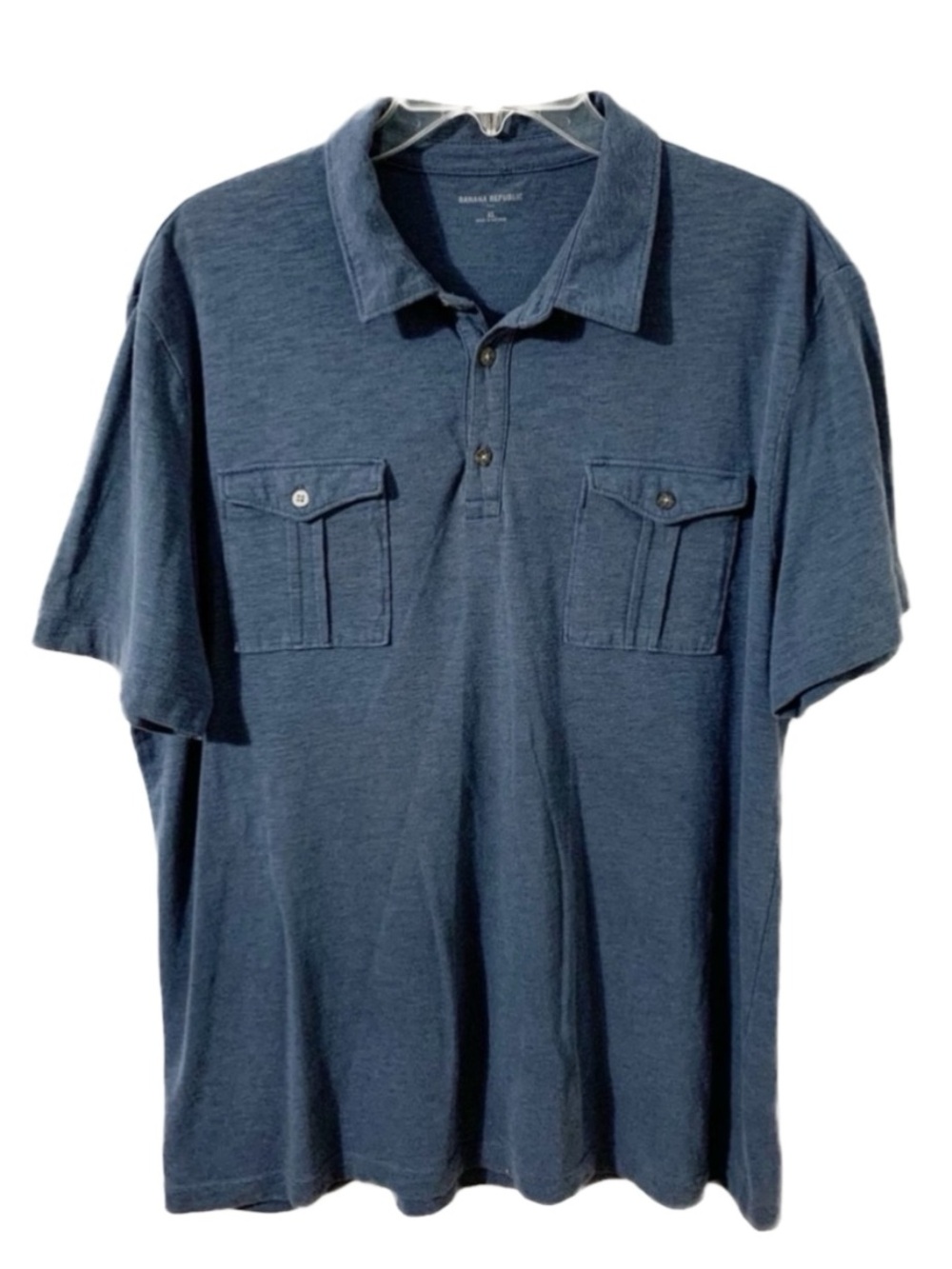 Banana Republic Factory Cotton Blend Short Sleeve Collared Polo Shirt Pockets 🟦